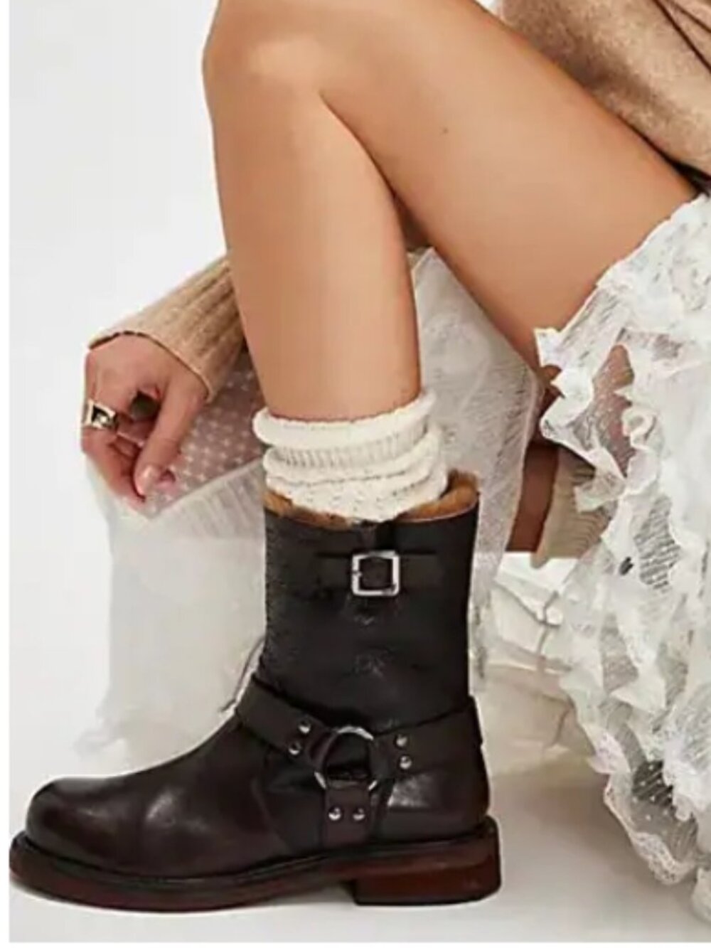 Free People Shearling Moto Boot "NEW"
